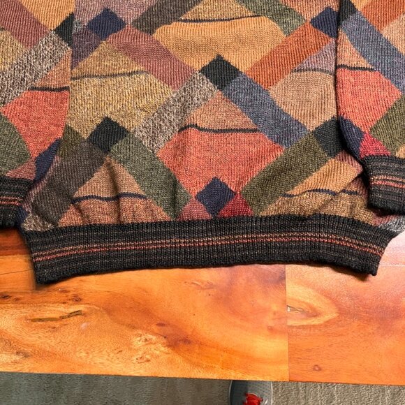 Retro Geometric Pattern 100% Alpaca Wool Large Jumper Sweater by James Meade - Picture 5 of 12